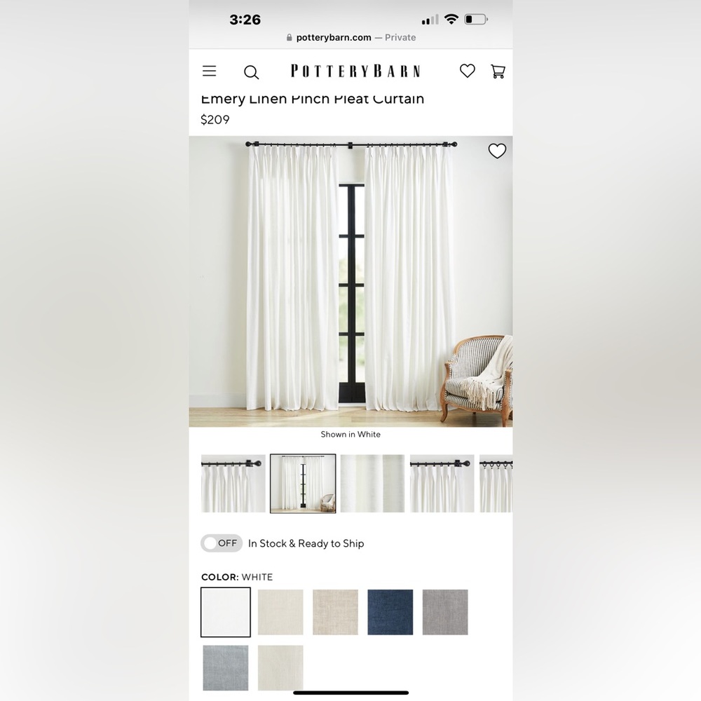 Emery Linen Pinch Pleat Curtain